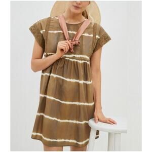 Corey Lynn Calter Anthropologie Women’s Sz M Olive Green Dress Lace Short Sleeve